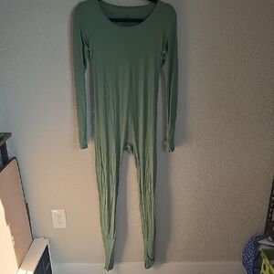 The Simple Seed | Sage Green Bamboo Viscose Romper Pajamas - XS